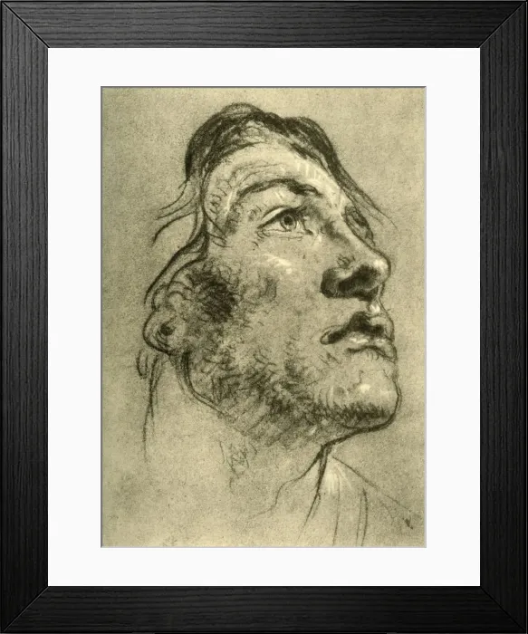 Framed Print : Head of a Young Man, almost in profile and looking up, mid 18th century, (1928) Framed Print : Head of a Young Man, almost in profile and looking up, mid 18th century, (1928)