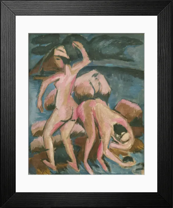 Framed Print : Two bathers (Fehmarn), 1912. Creator: Kirchner, Ernst Ludwig (1880-1938) Framed Print : Two bathers (Fehmarn), 1912. Creator: Kirchner, Ernst Ludwig (1880-1938)