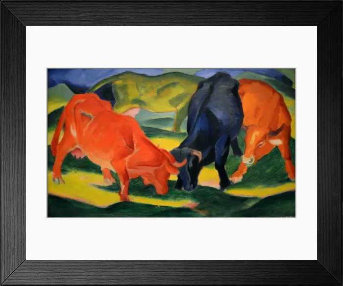 Framed Print : Fighting Cows, 1911. Creator: Marc, Franz (1880-1916)