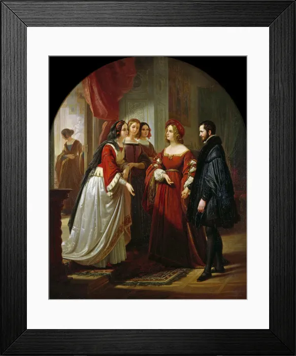 Framed Print : Tasso before Eleonora d Este, 1839. Creator: Hopfgarten, August Ferdinand (1807-1896) Framed Print : Tasso before Eleonora d Este, 1839. Creator: Hopfgarten, August Ferdinand (1807-1896)