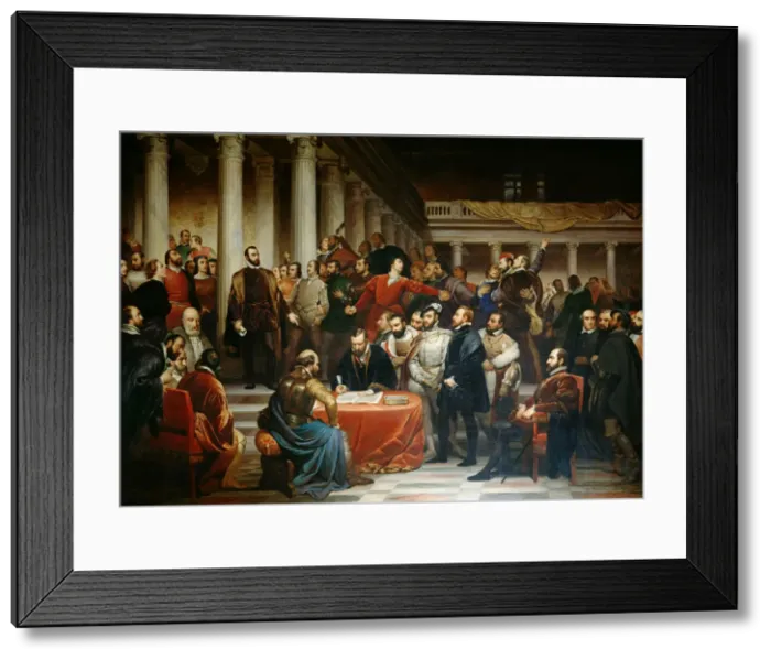 Framed Print : The Compromise of Nobles on 5 April 1566, 1849. Creator: De Biefve, Edouard (1808-1882) Framed Print : The Compromise of Nobles on 5 April 1566, 1849. Creator: De Biefve, Edouard (1808-1882)
