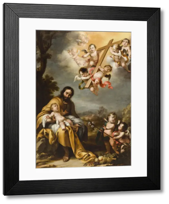 Framed Print : Saint Joseph and the Christ Child before the Holy Cross, c. 1670. Creator: Schut, Cornelis Framed Print : Saint Joseph and the Christ Child before the Holy Cross, c. 1670. Creator: Schut, Cornelis