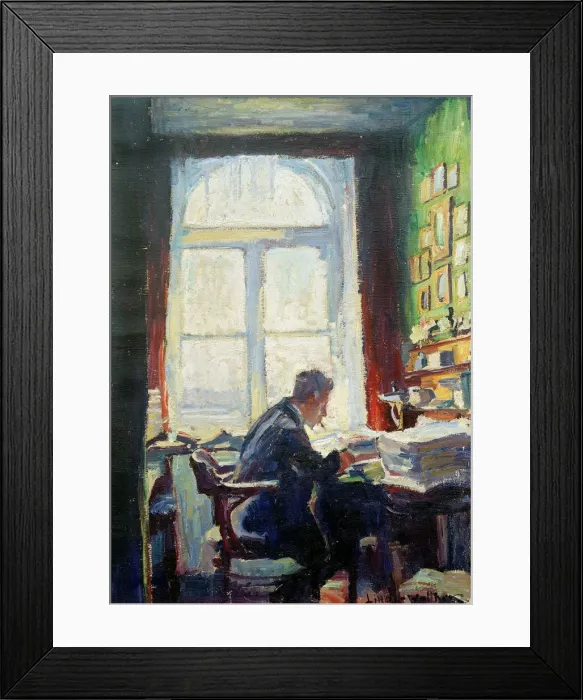 Framed Print : The poet Caesar Flaischlen at the desk, 1912. Creator: Linde-Walther, Heinrich Eduard (1868-1939) Framed Print : The poet Caesar Flaischlen at the desk, 1912. Creator: Linde-Walther, Heinrich Eduard (1868-1939)