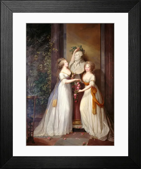 Framed Print : The Princesses Louise and Frederica of Prussia crown the bust of Frederick William II, 1795 Framed Print : The Princesses Louise and Frederica of Prussia crown the bust of Frederick William II, 1795