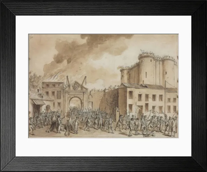 Framed Print : The Storming of the Bastille on 14 July 1789. Creator: Desrais, Claude Louis (1746-1816) Framed Print : The Storming of the Bastille on 14 July 1789. Creator: Desrais, Claude Louis (1746-1816)
