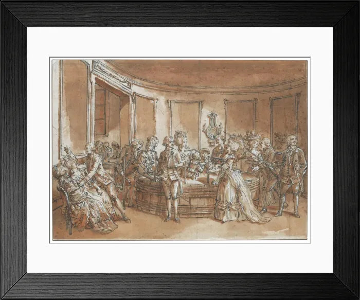 Framed Print : A mesmeric tub. Creator: Desrais, Claude Louis (1746-1816) Framed Print : A mesmeric tub. Creator: Desrais, Claude Louis (1746-1816)
