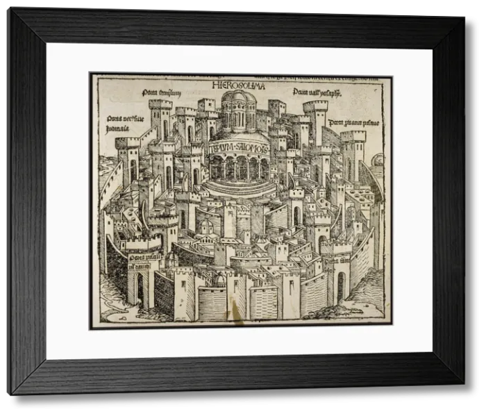 Framed Print : Jerusalem (from the Schedels Chronicle of the World), ca 1493. Creator: Wolgemut Framed Print : Jerusalem (from the Schedels Chronicle of the World), ca 1493. Creator: Wolgemut