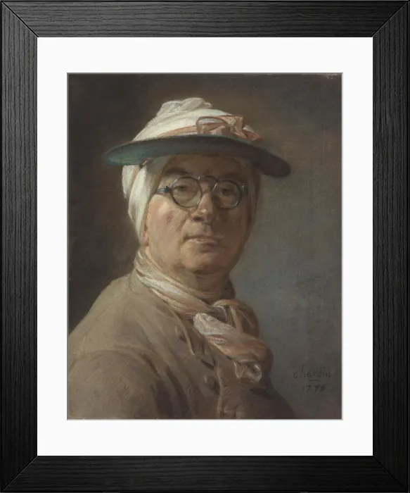 Framed Print : Self-Portrait with an Eyeshade, 1775. Creator: Chardin, Jean-Baptiste Simeon (1699-1779) Framed Print : Self-Portrait with an Eyeshade, 1775. Creator: Chardin, Jean-Baptiste Simeon (1699-1779)