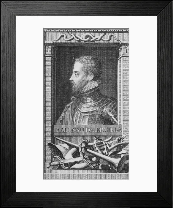 Framed Print : Portrait of the Poet Alonso de Ercilla y Zuniga (1533-1594). Creator: Tejada, Juan Moreno de Framed Print : Portrait of the Poet Alonso de Ercilla y Zuniga (1533-1594). Creator: Tejada, Juan Moreno de