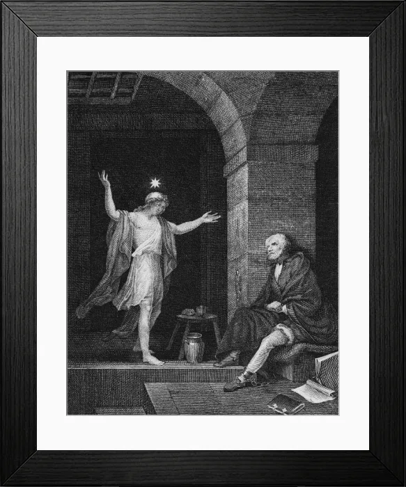 Framed Print : Hesper Appearing to Columbus in Prison, 1800s. Creator: Delignon, Jean-Louis (1755-1804) Framed Print : Hesper Appearing to Columbus in Prison, 1800s. Creator: Delignon, Jean-Louis (1755-1804)