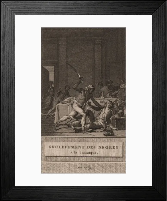 Framed Print : Uprising of the black slaves in Jamaica in 1760, 1800. Creator: David, Francois-Anne Framed Print : Uprising of the black slaves in Jamaica in 1760, 1800. Creator: David, Francois-Anne