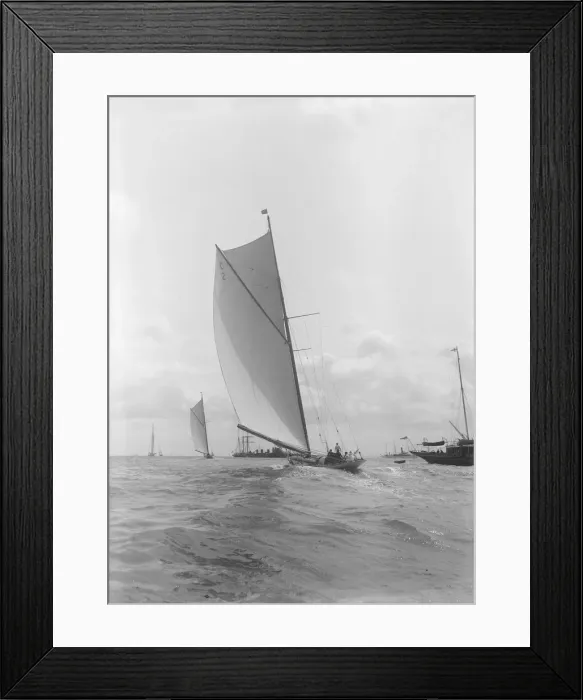 Framed Print : The 19-metre Octavia sailing on a broad reach, 1911. Creator: Kirk & Sons of Cowes Framed Print : The 19-metre Octavia sailing on a broad reach, 1911. Creator: Kirk & Sons of Cowes