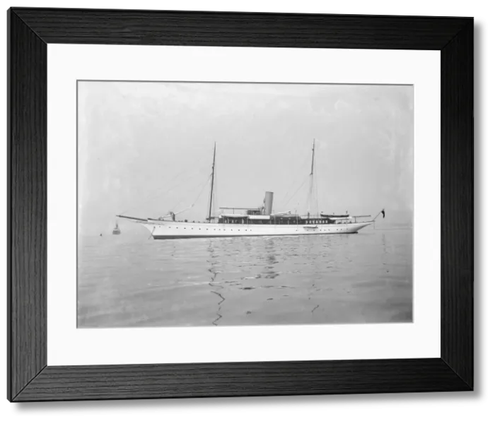 Framed Print : The steam yacht Maid of Honour at anchor, 1914. Creator: Kirk & Sons of Cowes Framed Print : The steam yacht Maid of Honour at anchor, 1914. Creator: Kirk & Sons of Cowes