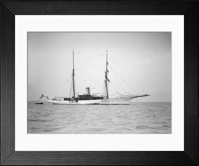 Framed Print : The American steam yacht Wild Duck at anchor, 1911. Creator: Kirk & Sons of Cowes Framed Print : The American steam yacht Wild Duck at anchor, 1911. Creator: Kirk & Sons of Cowes
