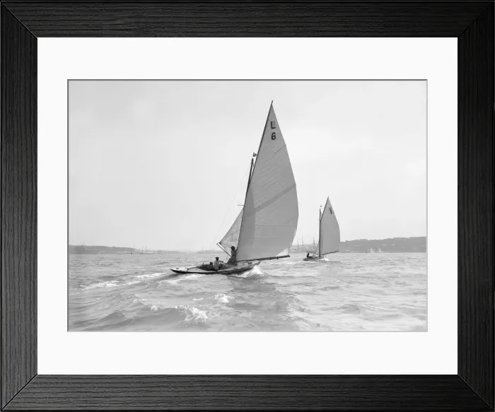 Framed Print : The 6 Metre The Whim (L6) and Correnzia racing downwind, 1911 Framed Print : The 6 Metre The Whim (L6) and Correnzia racing downwind, 1911