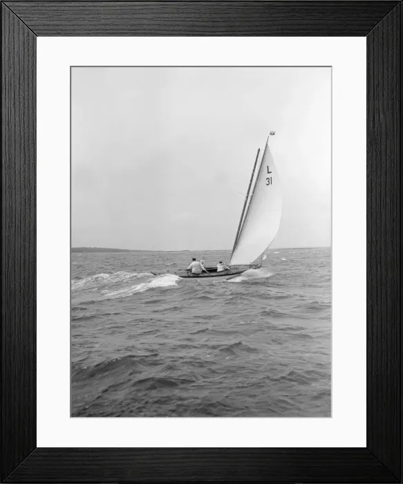Framed Print : The 6 Metre Sandra sails downwind, 1913. Creator: Kirk & Sons of Cowes Framed Print : The 6 Metre Sandra sails downwind, 1913. Creator: Kirk & Sons of Cowes