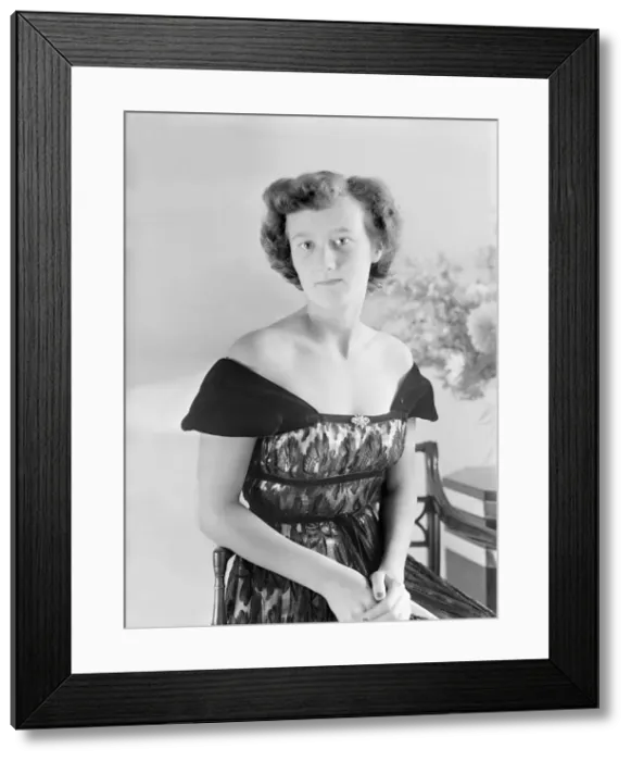 Framed Print : Portrait of seated woman in evening dress, (Isle of Wight?), c1935 Framed Print : Portrait of seated woman in evening dress, (Isle of Wight?), c1935