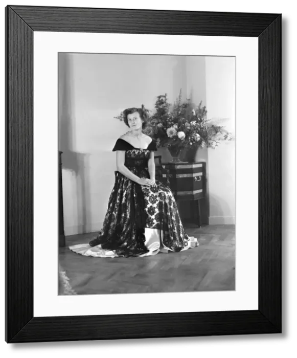 Framed Print : Portrait of seated woman in evening dress, (Isle of Wight?), c1935 Framed Print : Portrait of seated woman in evening dress, (Isle of Wight?), c1935