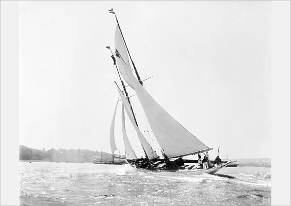 The schooner Flying Foam sailing close-hauled in a good wind, 1910. Creator