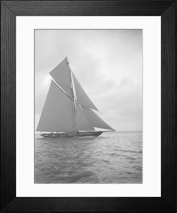 Framed Print : The 221 ton gaff-rigged cutter Britannia sailing close-hauled, 1913. Creator Framed Print : The 221 ton gaff-rigged cutter Britannia sailing close-hauled, 1913. Creator