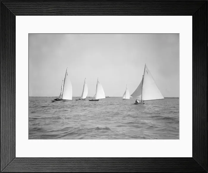 Framed Print : The 6 Metre class Cremona, Vanda and Chrysanthe racing downwind, 1913 Framed Print : The 6 Metre class Cremona, Vanda and Chrysanthe racing downwind, 1913