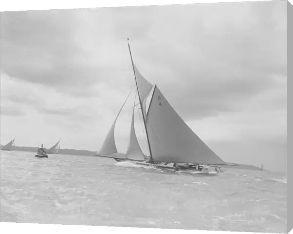 The spectacular 15 Metre Vanity sailing in a good wind, 1912. Creator: Kirk & Sons of Cowes