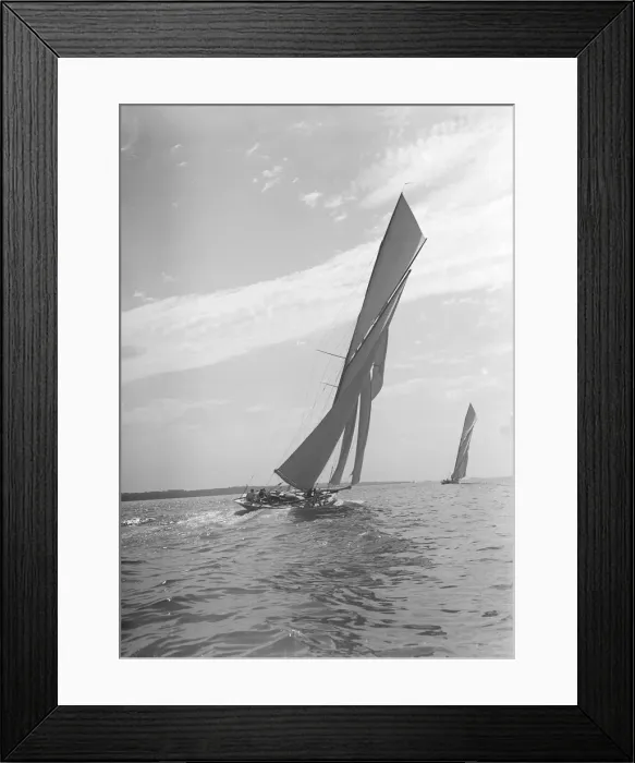Framed Print : The towering sails of the 15 Metre yacht Istria sailing close-hauled, 1911. Creator Framed Print : The towering sails of the 15 Metre yacht Istria sailing close-hauled, 1911. Creator