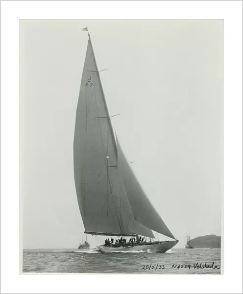 The 205 ton J-class yacht Velsheda sailing close hauled, 1933