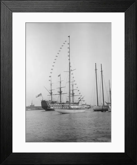 Framed Print : Istria moored with dressing flags, 1912. Creator: Kirk & Sons of Cowes Framed Print : Istria moored with dressing flags, 1912. Creator: Kirk & Sons of Cowes