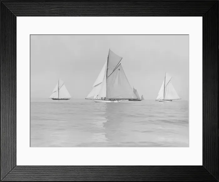 Framed Print : Start of Cowes to Weymouth Race: Carina, Adelaide, Ma oona, Britannia, 1913. Creator Framed Print : Start of Cowes to Weymouth Race: Carina, Adelaide, Ma oona, Britannia, 1913. Creator