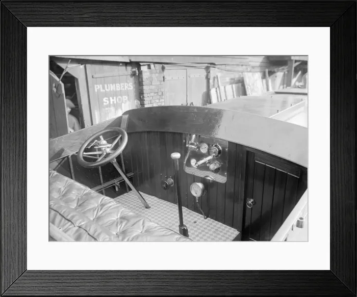 Framed Print : The Interior of a Wolseley launch showing controls and instrument panel. Creator Framed Print : The Interior of a Wolseley launch showing controls and instrument panel. Creator