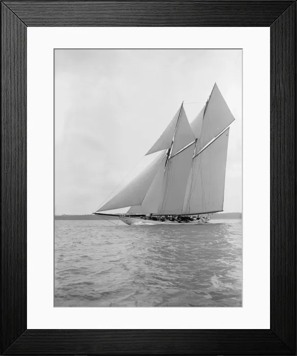 Framed Print : The 250 ton schooner Germania sails close-hauled, 1913. Creator: Kirk & Sons of Cowes Framed Print : The 250 ton schooner Germania sails close-hauled, 1913. Creator: Kirk & Sons of Cowes