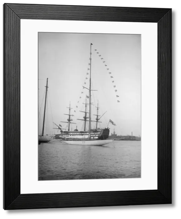 Framed Print : Istria moored with dressing flags, 1912. Creator: Kirk & Sons of Cowes Framed Print : Istria moored with dressing flags, 1912. Creator: Kirk & Sons of Cowes