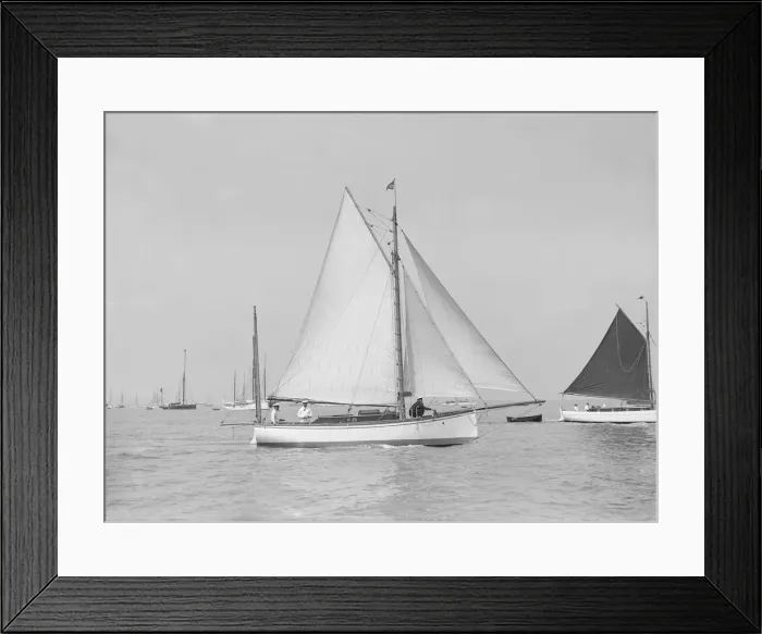 Framed Print : The yawl Heroine under sail, 1913. Creator: Kirk & Sons of Cowes Framed Print : The yawl Heroine under sail, 1913. Creator: Kirk & Sons of Cowes