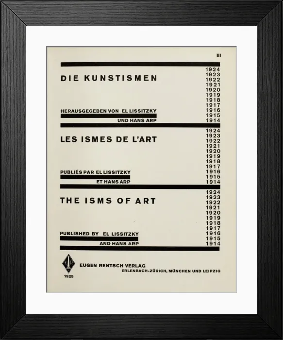 Framed Print : Title page: Die Kunstismen. (The Isms of Art) by El Lissitzky und Hans Arp, 1925 Framed Print : Title page: Die Kunstismen. (The Isms of Art) by El Lissitzky und Hans Arp, 1925