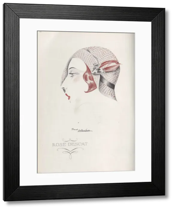 Framed Print : Rose Descat Hat, End 1920s. Creator: Valentin, Paul (active 1920-1930s) Framed Print : Rose Descat Hat, End 1920s. Creator: Valentin, Paul (active 1920-1930s)