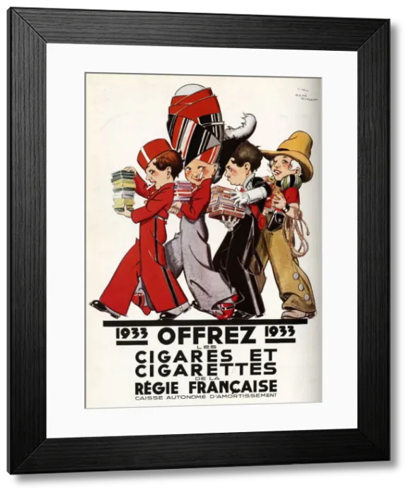 Framed Print : Cigarettes de la re?gie Franc?aise, 1932. Creator: Vincent, Rene (1879-1936) Framed Print : Cigarettes de la re?gie Franc?aise, 1932. Creator: Vincent, Rene (1879-1936)