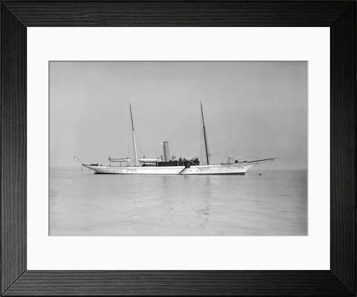 Framed Print : The 70 ton steam yacht Ombra at anchor, 1911. Creator: Kirk & Sons of Cowes Framed Print : The 70 ton steam yacht Ombra at anchor, 1911. Creator: Kirk & Sons of Cowes