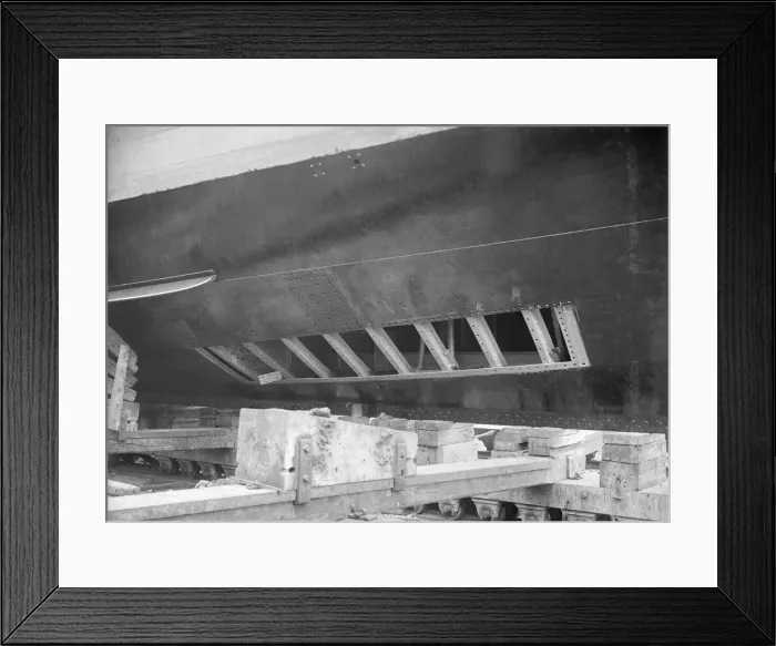 Framed Print : Steam yacht Branwens hull with plates removed, 1914. Creator: Kirk & Sons of Cowes Framed Print : Steam yacht Branwens hull with plates removed, 1914. Creator: Kirk & Sons of Cowes