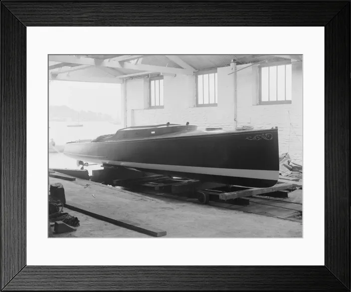 Framed Print : Saunders motor launch on slipway, 1914. Creator: Kirk & Sons of Cowes Framed Print : Saunders motor launch on slipway, 1914. Creator: Kirk & Sons of Cowes