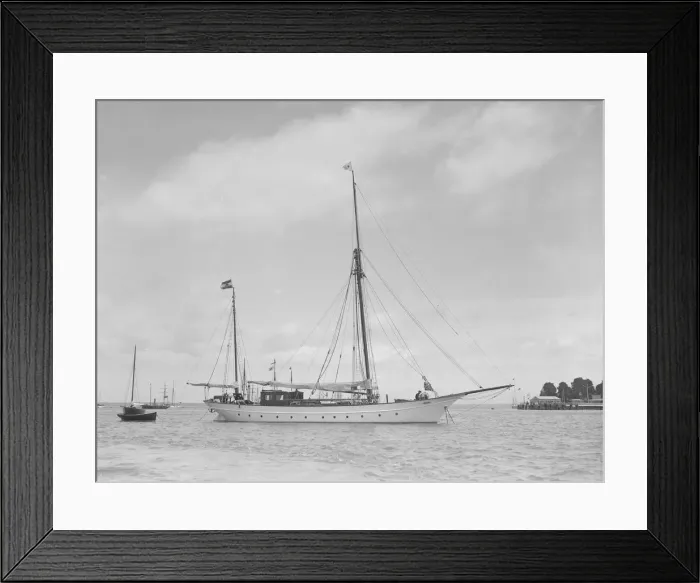Framed Print : The 90 ft Quo Vadis at anchor, 1911. Creator: Kirk & Sons of Cowes Framed Print : The 90 ft Quo Vadis at anchor, 1911. Creator: Kirk & Sons of Cowes