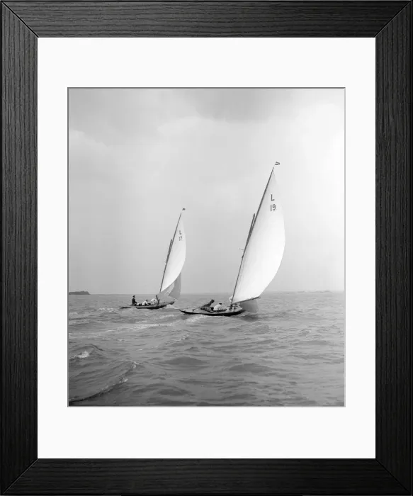Framed Print : Sioma and Ejnar race downwind, 1912. Creator: Kirk & Sons of Cowes Framed Print : Sioma and Ejnar race downwind, 1912. Creator: Kirk & Sons of Cowes