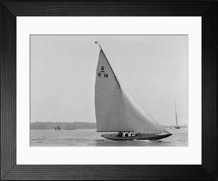 Framed Print : The 6 Metre sailing yacht Margaret (K14) sailing upwind, 1921 Framed Print : The 6 Metre sailing yacht Margaret (K14) sailing upwind, 1921