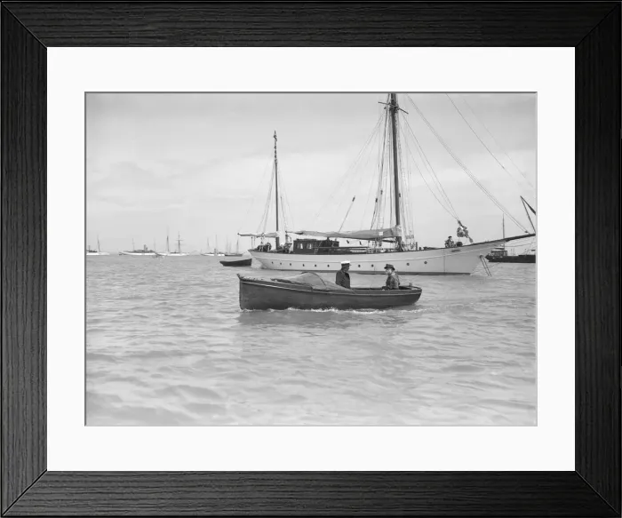 Framed Print : Motor boat Hubble-Bubble and mariners, 1911. Creator: Kirk & Sons of Cowes Framed Print : Motor boat Hubble-Bubble and mariners, 1911. Creator: Kirk & Sons of Cowes
