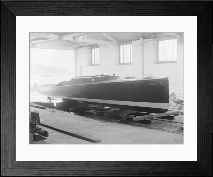 Framed Print : Saunders motor launch on slipway, 1914. Creator: Kirk & Sons of Cowes Framed Print : Saunders motor launch on slipway, 1914. Creator: Kirk & Sons of Cowes