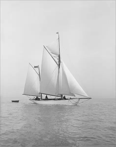 The yawl Meander sailing in close-hauled, 1913. Creator: Kirk & Sons of Cowes