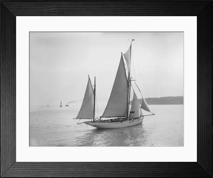 Framed Print : Yawl under way, 1911 Framed Print : Yawl under way, 1911