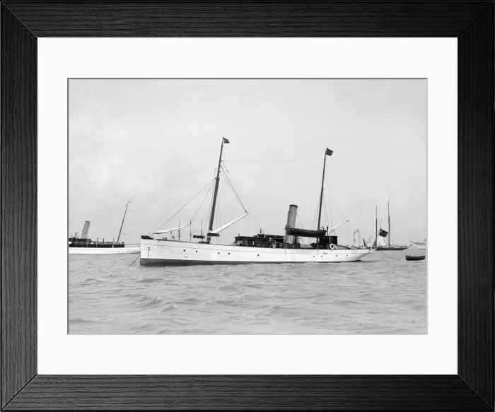 Framed Print : The steam yacht Catrina at anchor, 1912. Creator: Kirk & Sons of Cowes Framed Print : The steam yacht Catrina at anchor, 1912. Creator: Kirk & Sons of Cowes