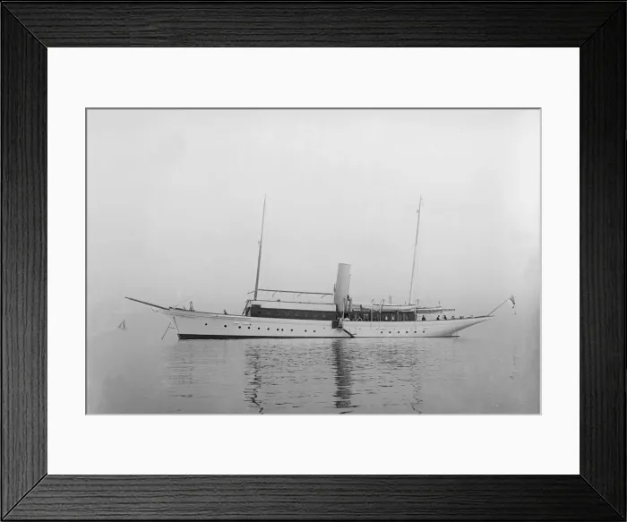 Framed Print : The steam yacht Lady Calista at anchor, 1910. Creator: Kirk & Sons of Cowes Framed Print : The steam yacht Lady Calista at anchor, 1910. Creator: Kirk & Sons of Cowes