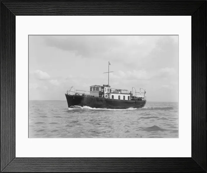 Framed Print : The motor yacht Black Arrow under way, 1934. Creator: Kirk & Sons of Cowes